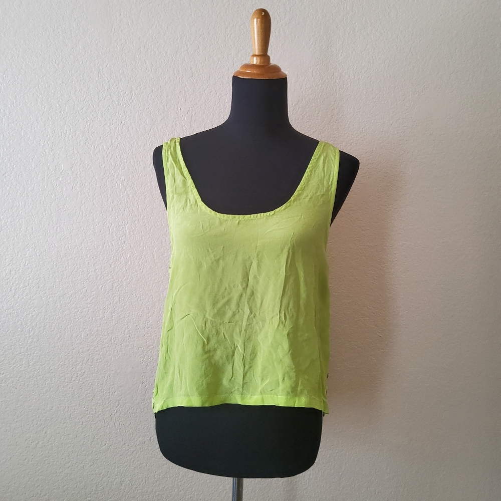 LF Millau Silk Cutout Crop Tank Top Size M Citrus Green New